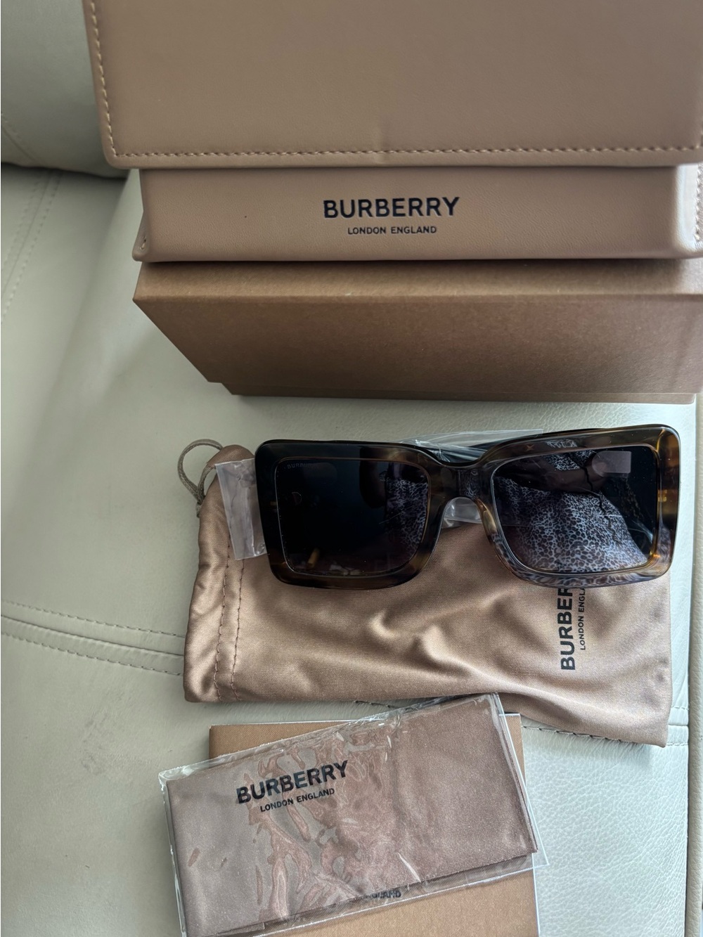 Authentic Burberry Tortoise Sunglasses with Dark Brown Lenses